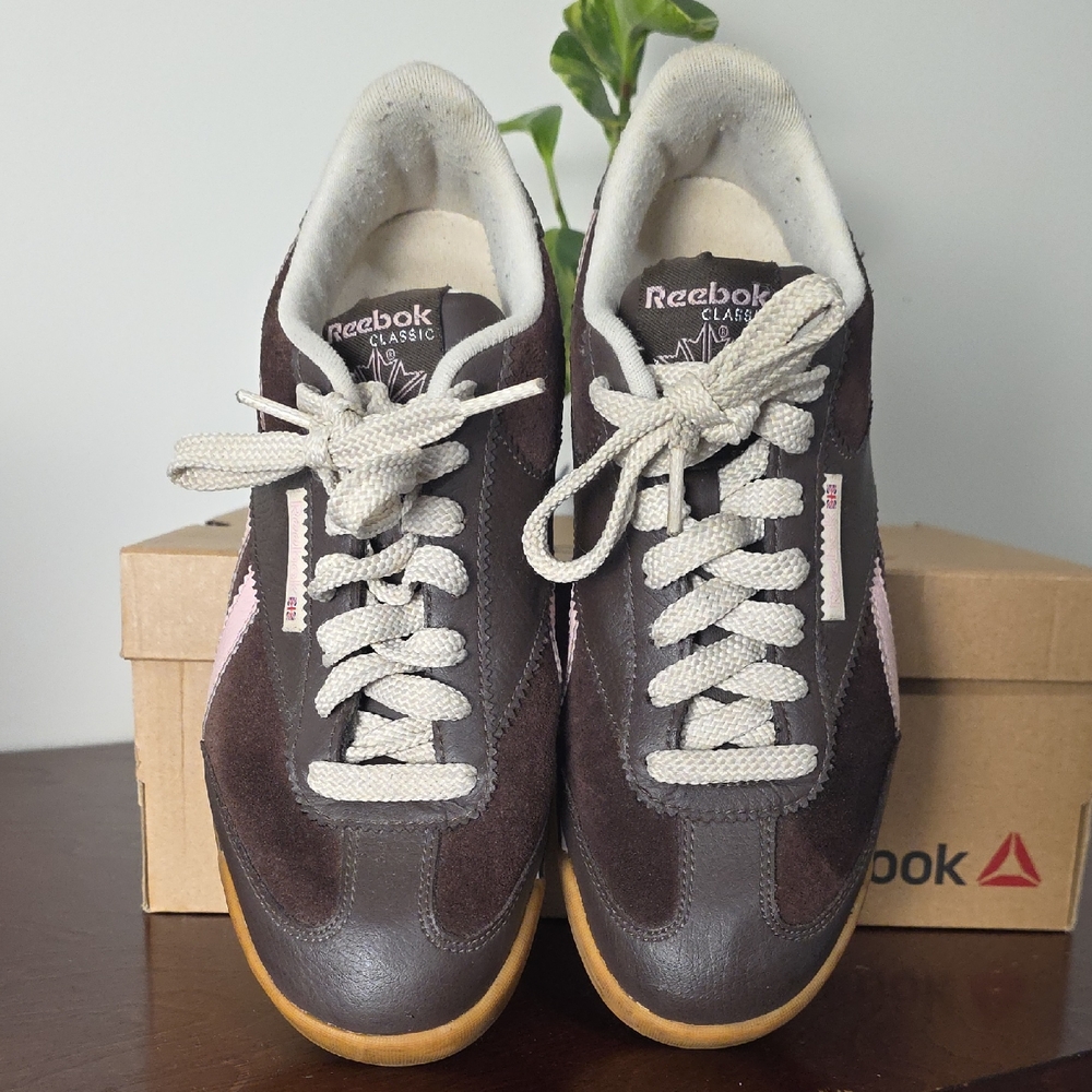 Reebok Classic Dark Brown Sneakers with White Accents